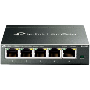 Omada 5-Port Gigabit Easy Managed Switch 5× Gigabit RJ45 Ports Desktop Steel Case Integration with Omada SDN Controller, Flow Control, Loopback Detection, Port Isolation, Port Mirroring, LAG, VLAN, IGMP Snooping, QoS, Storm Control