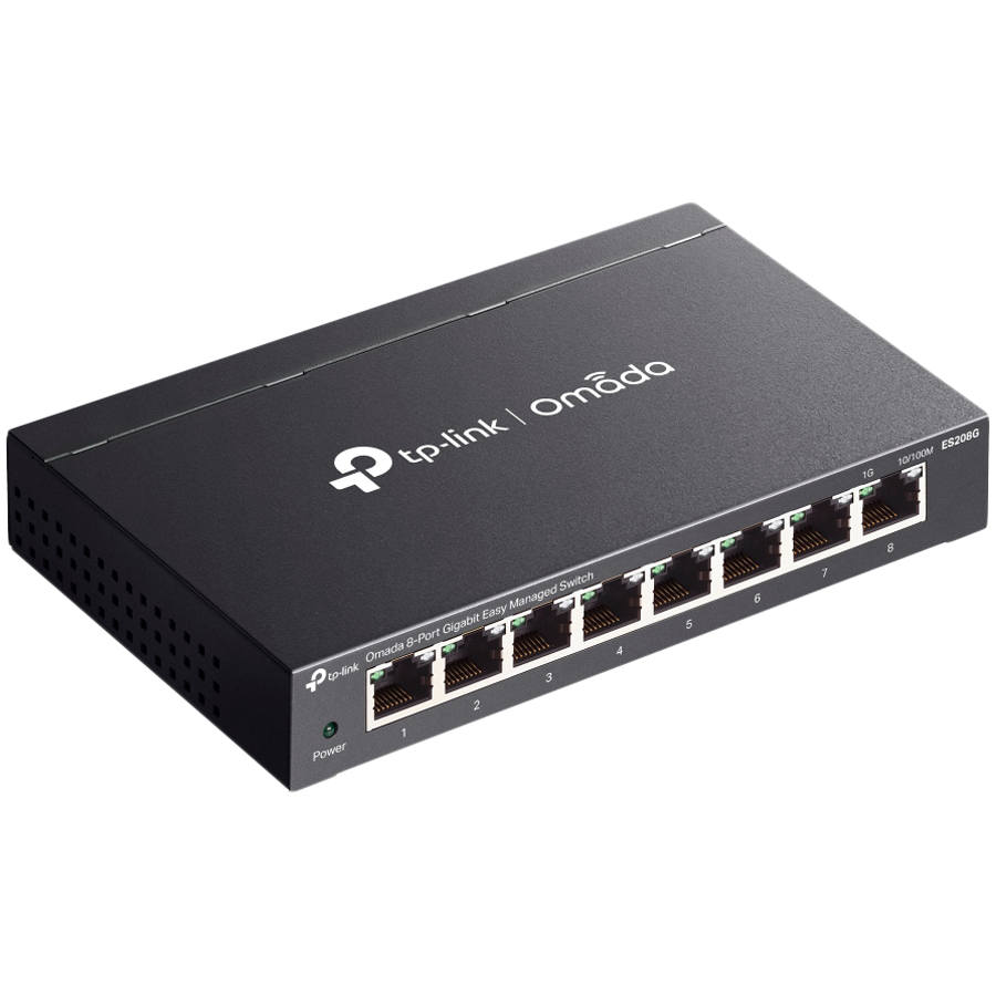 TP-Link ES208G Omada 8-Port Gigabit Easy Managed Switch, 8 x Gigabit RJ45 Ports, Desktop Steel Case and Fanless, Omada App. Flow Control, Loopback Detection, Port Isolation, Port Mirroring, LAG, VLAN, IGMP Snooping, QoS, Storm Control - Image 2
