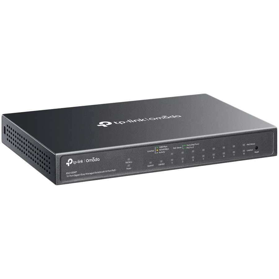 Omada 10-Port Gigabit Easy Managed Switch with 8-Port PoE+ 8× Gigabit PoE+ Ports, 1x Gigabit Non-PoE Ports, 1× Combo Gigabit RJ45/SFP Port 802.3at/af, 123 W PoE Power, Desktop Steel Case and Fanless Integration with Omada SDN Controller - Image 3