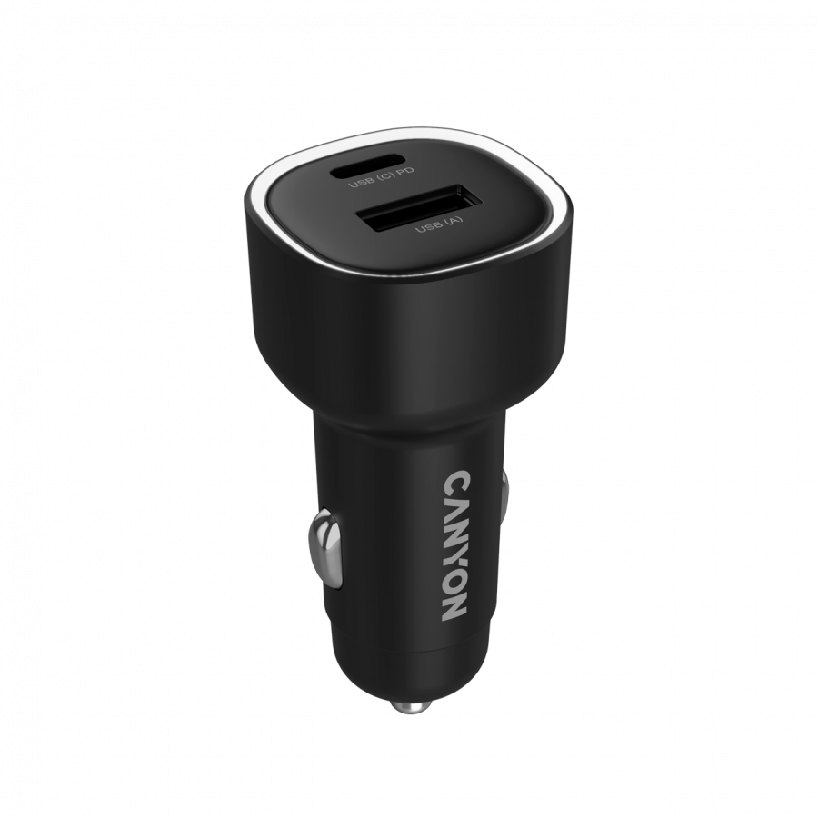 CANYON car charger OnDrive 48 PD 48W USB-A+USB-C Black - Image 3
