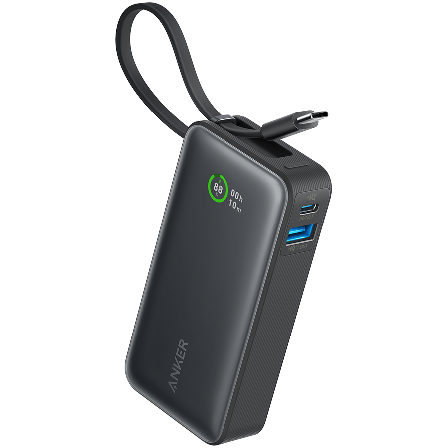 Anker Nano Power Bank(30W,Built-In USB-C Cable) Black