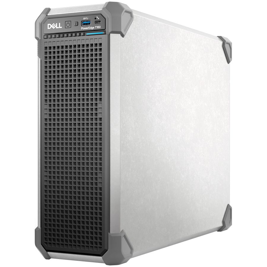 DELL EMC PowerEdge T160, 3x3.5"+2x2.5" SATA, Xeon 6 6315P 2.8G 4C/4T, 16GB UDIMM 5600 ECC, 480GB SSD SATA RI, iDRAC9 Ent, 300W PSU, TPM 2.0 V6, BCM 5720 DP 1GbE, No RAID, No OS, Tower, 3Y Parts Only
