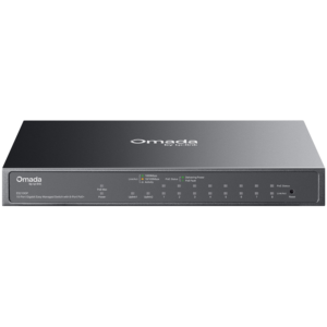 TP-Link ES210GP Omada 10-Port Gigabit Easy Managed Switch with 8-Port PoE+, 8x Gigabit PoE+ Ports, 1x Gigabit Non-PoE Ports, 1x Combo Gigabit RJ45/SFP Port, 63 W PoE Power, Desktop Steel Case and Fanless, Omada App. Flow Control, Loopback Detection