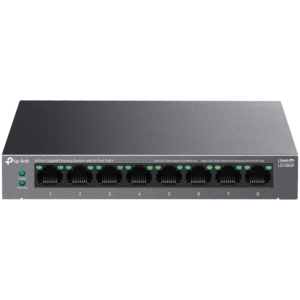 TP-Link LS108GP 8-Port Gigabit Desktop Switch with 8-Port PoE+, 8x Gigabit PoE+ Ports, 62 W PoE Power, Desktop Steel Case, Extend Mode for 250m PoE Transmitting, PoE Auto Recovery, Plug and Play