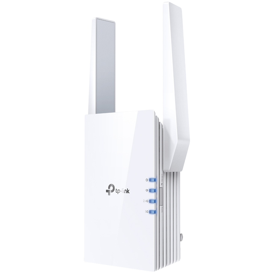 AX3000 Wi-Fi 6 Range ExtenderSPEED: 574 Mbps at 2.4 GHz + 2402 Mbps at 5 GHzSPEC: 2 × External Antennas, 1 × Gigabit Port, Qualcomm 1.0GHz Dual-Core CPU, 1024 QAM, HE160, Wall PluggedFEATURE: Tether App, WPS, Intelligent Signal Light, Access Cont