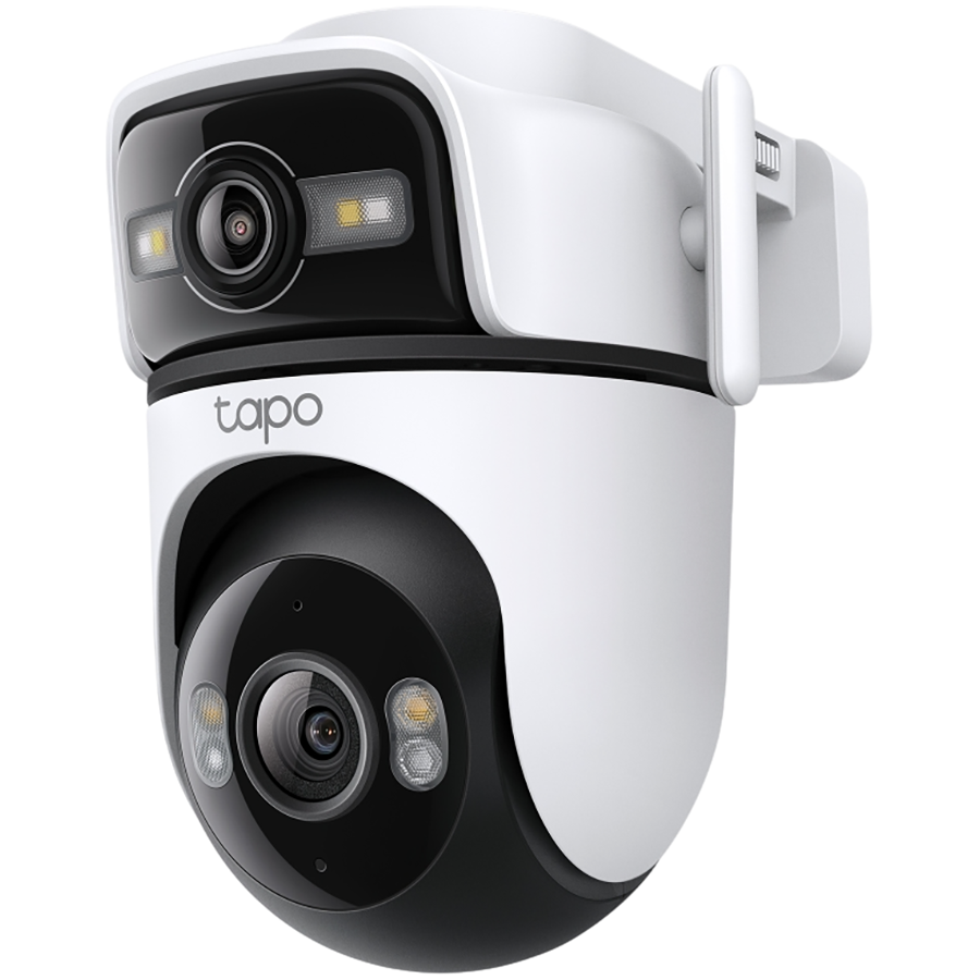 TP-Link Tapo C545D Outdoor Dual Lens Pan/Tilt Security Camera, 2K (2304x1296) and 2K (2304x1296), 2.4 GHz, 2 x External Antennas,1 x Ethernet Port ,Horizontal 360, Dual Lens , Pan/Tilt, Color Night Vision, Motion Tracking