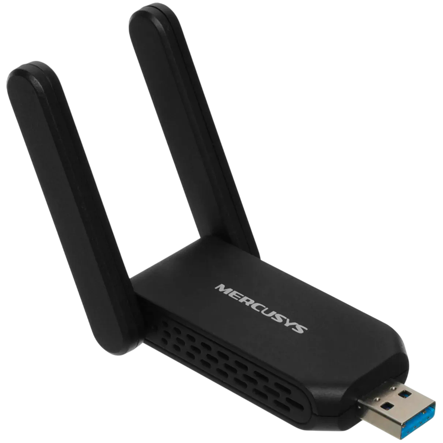 Mercusys MA72XH AX1800 High Gain Wi-Fi 6 USB Adapter, 574 Mbps at 2.4 GHz + 1201 Mbps at 5 GHz, 2 x High Gain External Antenna, USB 3.0, MU-MIMO, OFDMA, Beamforming, WPA3