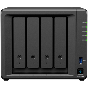 Synology DiskStation DS925+ Tower, 4-Bays 3.5'' SATA HDD/SSD, 2 x M.2 2280 NVMe SSD slot, CPU AMD Ryzen V1500B 4-core 2.2 GHz, 4 GB DDR4 ECC SODIMM, 2x RJ-45 2.5 GbE LAN Port; 2x USB 3.2; 1 xUSB Type-C expansion port; 2.26 kg; 3yr warranty
