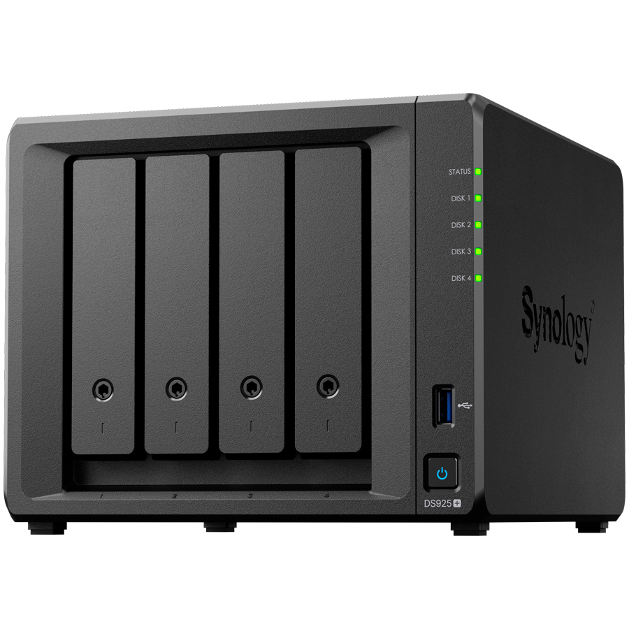 Synology DiskStation DS925+ Tower, 4-Bays 3.5'' SATA HDD/SSD, 2 x M.2 2280 NVMe SSD slot, CPU AMD Ryzen V1500B 4-core 2.2 GHz, 4 GB DDR4 ECC SODIMM, 2x RJ-45 2.5 GbE LAN Port; 2x USB 3.2; 1 xUSB Type-C expansion port; 2.26 kg; 3yr warranty - Image 2