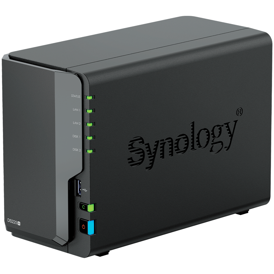 Synology DS225+, Tower, 2-bays 3.5'' SATA HDD/SSD, CPU Inte Celeron J4125 4-core (4-thread) 2.0 GHz, burst up to 2.7 GHz, 2 GB DDR4 non-ECC (expandable up to 6 GB), 1xRJ-45 1GbE LAN, 1xRJ-45 2.5 GbE LAN, 2xUSB 3.2 Gen 1, 1.3 kg, 3yr warranty - Image 3