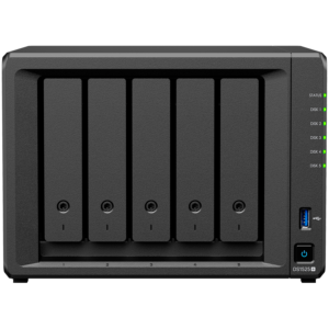 Synology DiskStation DS1525+ Tower, 5-Bays 3.5'' SATA HDD/SSD, 2 x M.2 2280 NVMe SSD slot, CPU AMD Ryzen V1500B 4-core 2.2 GHz, 8 GB DDR4 ECC SODIMM, 2x RJ-45 2.5 GbE LAN Port; 2x USB 3.2; 1 xUSB Type-C expansion port; 2.67 kg; 3yr warranty