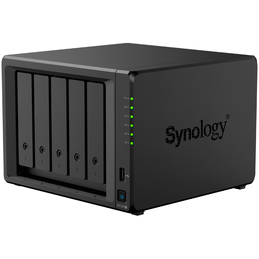 Synology DiskStation DS1525+ Tower, 5-Bays 3.5'' SATA HDD/SSD, 2 x M.2 2280 NVMe SSD slot, CPU AMD Ryzen V1500B 4-core 2.2 GHz, 8 GB DDR4 ECC SODIMM, 2x RJ-45 2.5 GbE LAN Port; 2x USB 3.2; 1 xUSB Type-C expansion port; 2.67 kg; 3yr warranty - Image 3