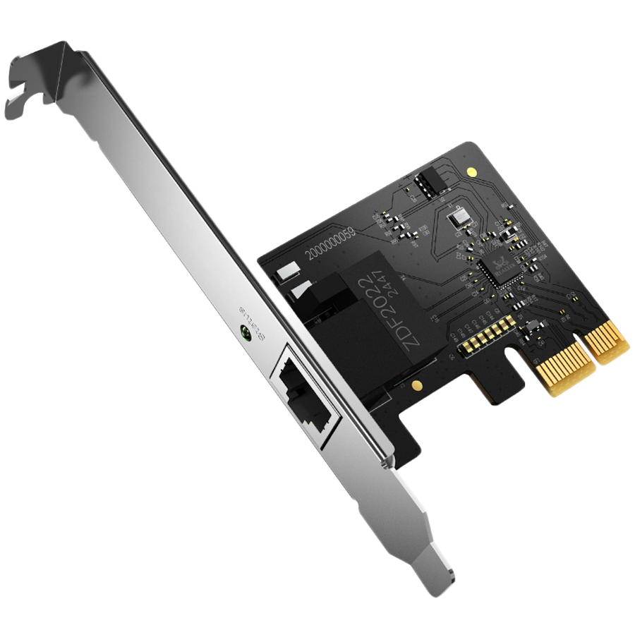 Mercusys MA210E Gigabit PCIe Network Adapter, 1x PCI Express, 1x RJ45 Port,1 Gbps, Full-Height Bracket/Low-Profile Bracket, Wake-on-LAN, Flow Control, Energy-Efficient Ethernet (EEE),