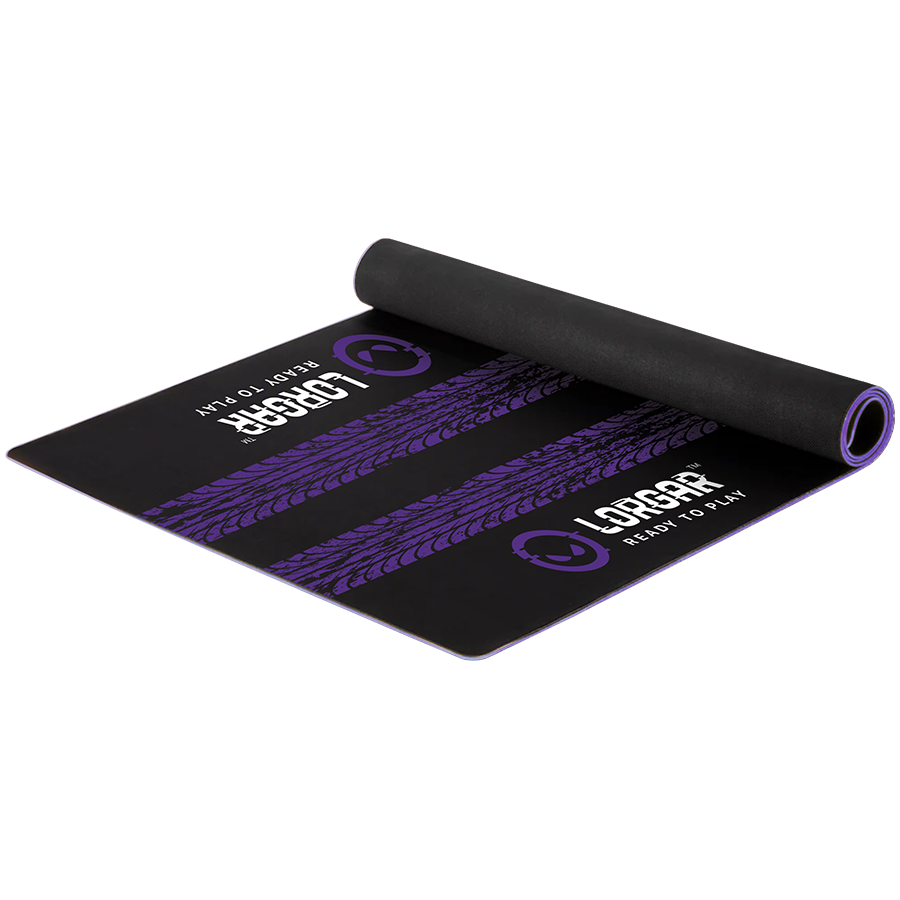 LORGAR RX1FM, Sim Racing Floor Mat Advanced, Stitched edge, 1,700X700X3 mm, Black/purple - Image 3