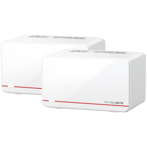 Mercusys Halo H37BE (2-PACK) BE6500 Whole Home Mesh Wi-Fi 7 System, 688 Mbps at 2.4 GHz + 5760 Mbps at 5 GHz, Internal Antennas, 2x 2.5 Gbps Port (WAN/LAN auto-sensing), 1x Gigabit Port (WAN/LAN auto-sensing), MLO, 4096-QAM, OFDMA, EHT160 on 5GHz