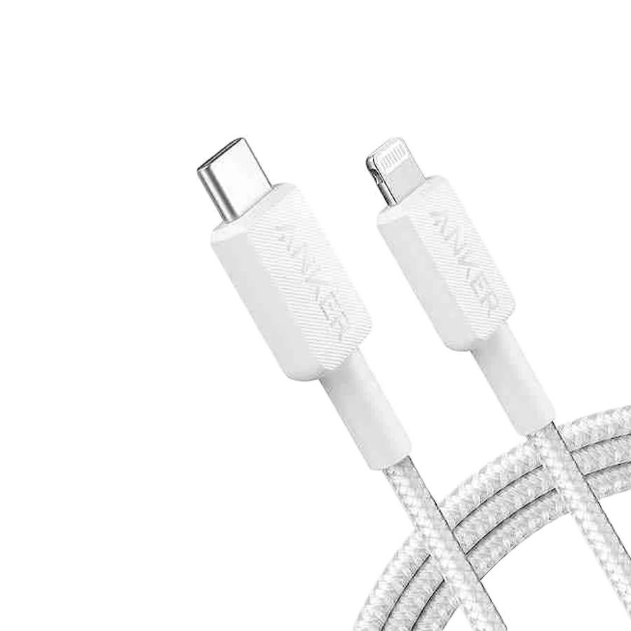 Anker 322 USB-C to Lightning Cable (3ft Braided) White