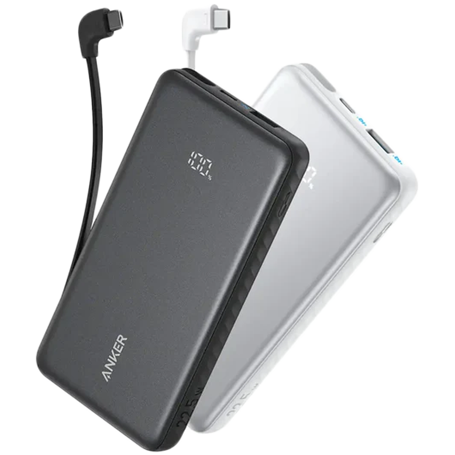 Anker Zolo Power Bank (10K, 22.5W, Built-In USB-C Cable) Black
