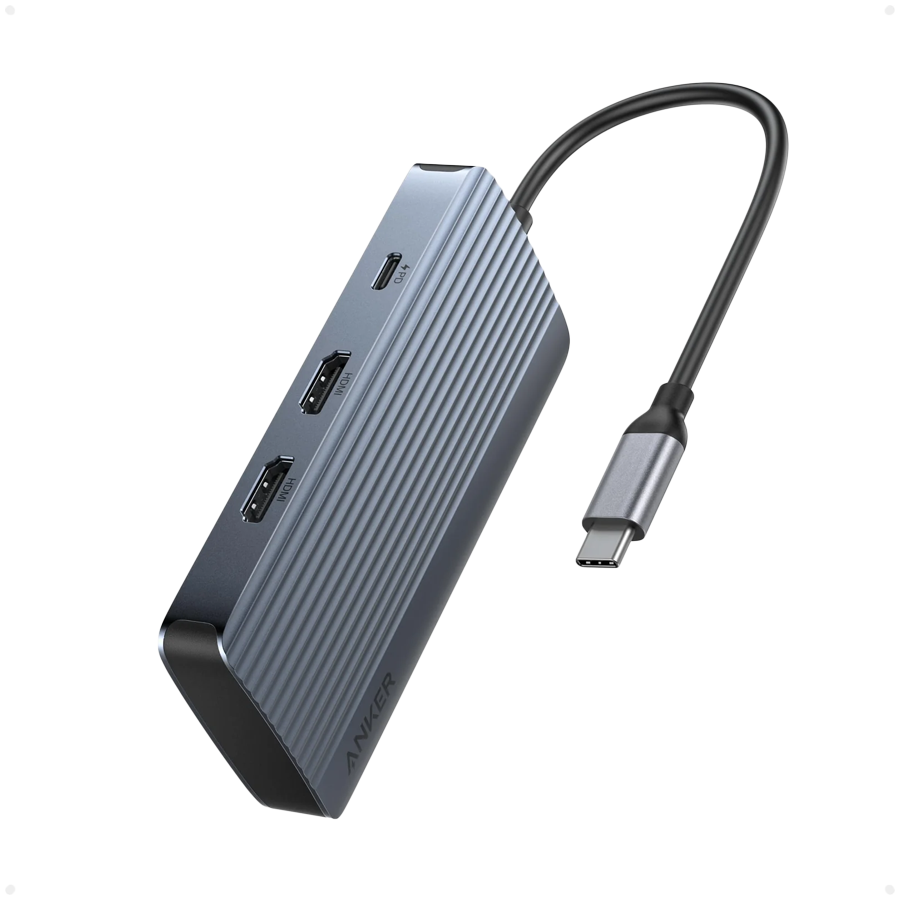 Anker USB-C Hub (7-in-1, Dual Display) Gray