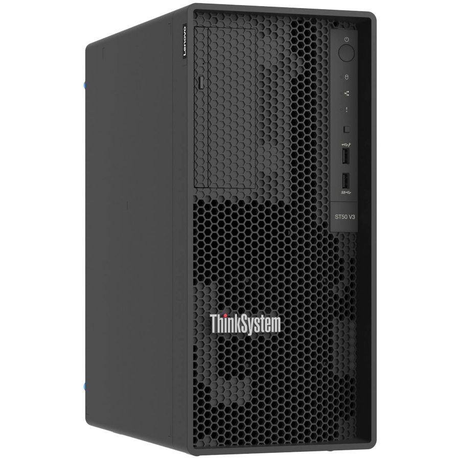 Lenovo ThinkSystem ST50 V3,Intel Xeon 6315P (4C 2.8GHz 55W), 1x16GB TruDDR5 5600MHz (1Rx8) ECC UDIMM,2x3.5 960GB RI SATA 6Gb NHS SSD, SW RD,1x500W Platinum,3yr Warranty