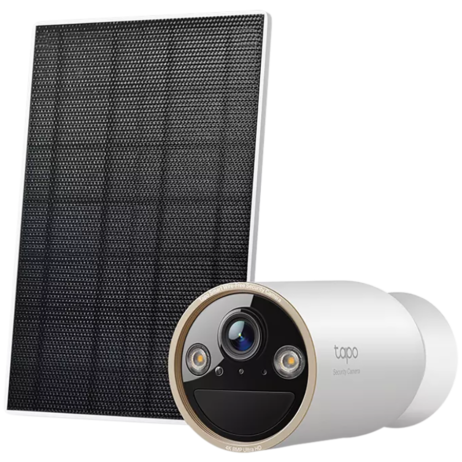 TP-Link Tapo C460 KIT Solar Powered Security Camera Kit, 1 x Tapo C425, 1 x Tapo A201, 2K QHD (2560x1440), 2.4 GHz, 10000mAh rechargeable lithium-ion battery, Solar panel (5.2V, 2.5W), Non-Stop Power, Flexible Solar Installation, Tapo app
