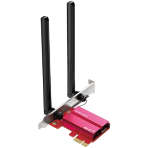 Mercusys MA37BE BE6500 WiFi 7 Bluetooth 5.4 PCIe Adapter, 2402 Mbps at 6 GHz + 2402 Mbps at 5 GHz + 574 Mbps at 2.4 GHz, 2x High Gain Tri-Band External Antennas, Wi-Fi 6E, MU-MIMO, OFDMA, 1024 QAM, HE160, WPA3, Bluetooth 5.4, Windows 11