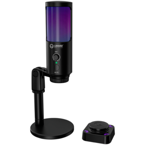 LORGAR SMP40, RGB Microphone with external mute button and metal stand, Black