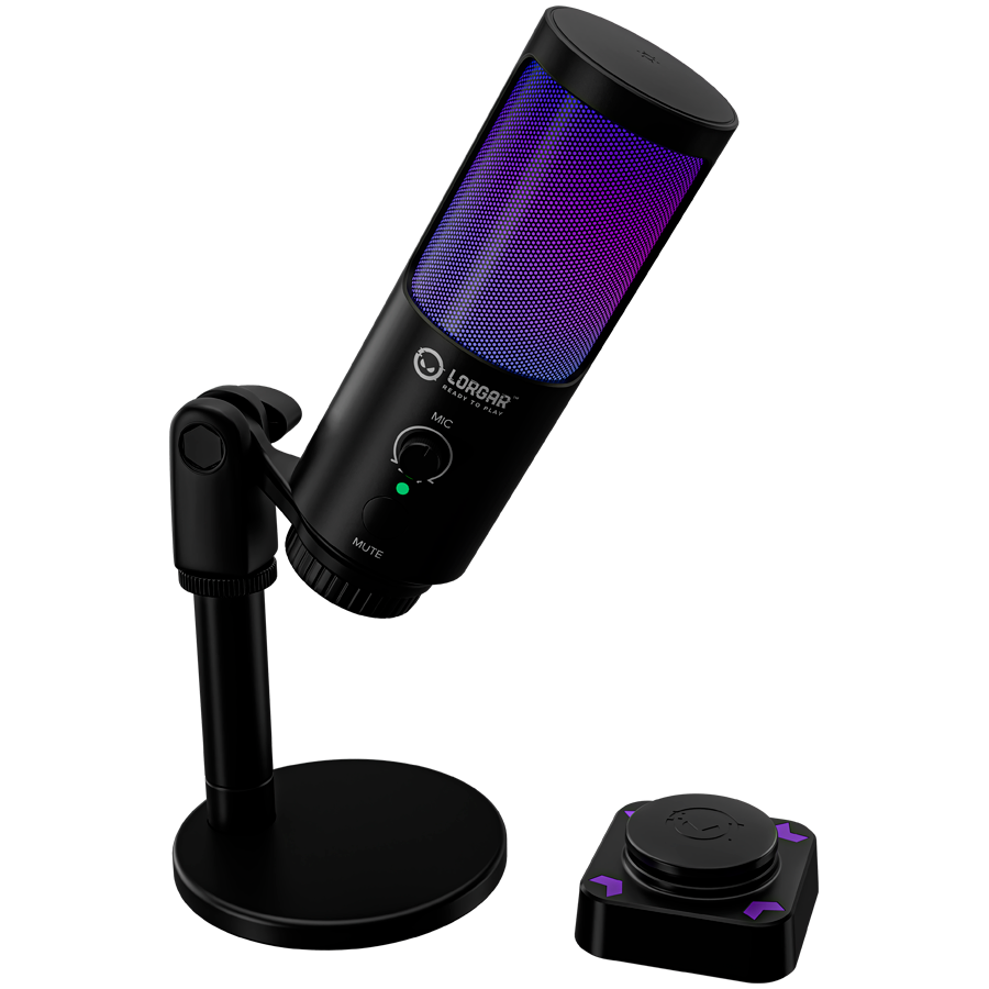 LORGAR SMP40, RGB Microphone with external mute button and metal stand, Black - Image 3