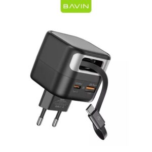 BAVIN PC2073Y retraktabilni kabal brzo punjenje 45W TYPE C crni