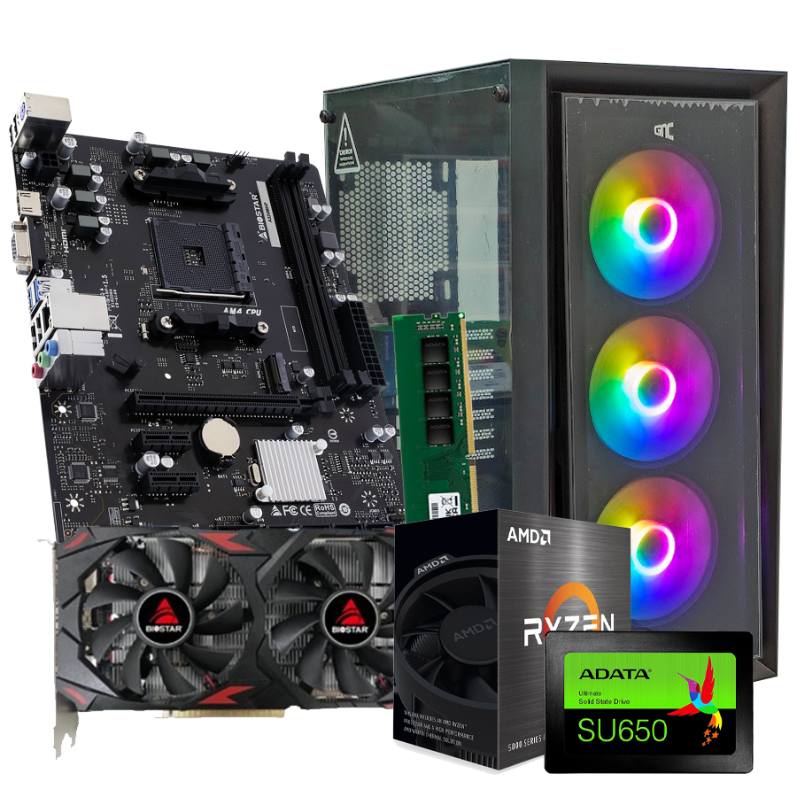 GNC GAMER SUPER SONIC AMD Ryzen 5 5500, A520, RX 580 8 GB, 16GB DDR4, SSD 480GB, PSU 550W, kućište gaming