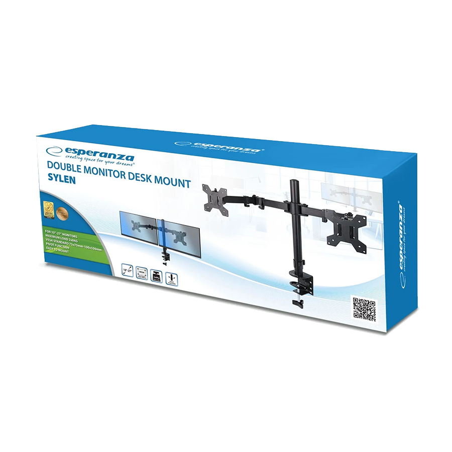 NOSAČ ZA DVA MONITORA ESPERANZA DESK HOLDER, 10"-27" SYLEN, ERW018 - Image 4