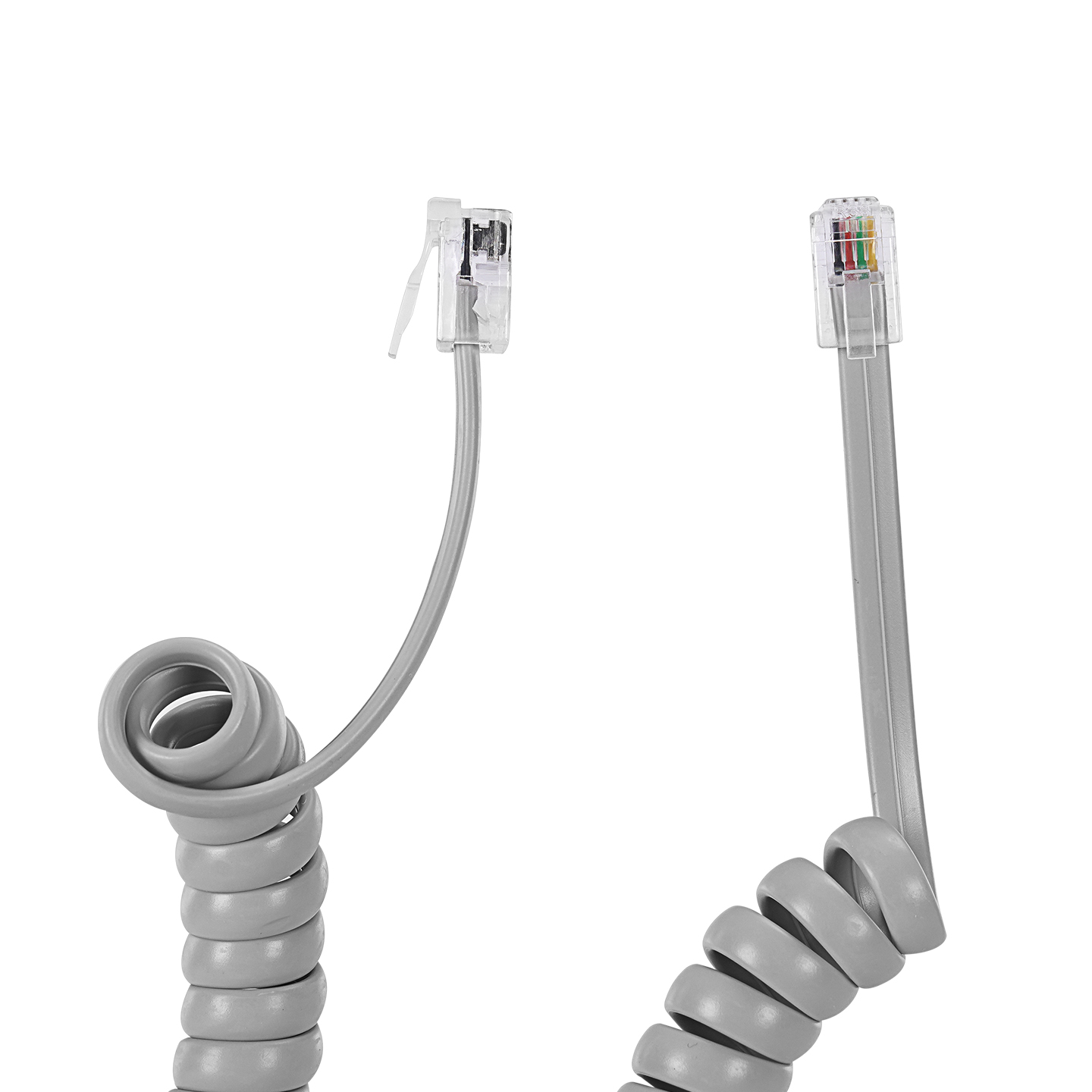 Telefonski spiralni kabl za slusalicu 2m sa konektorima S-link SL-TEL3 RJ-10, sivi, 23328