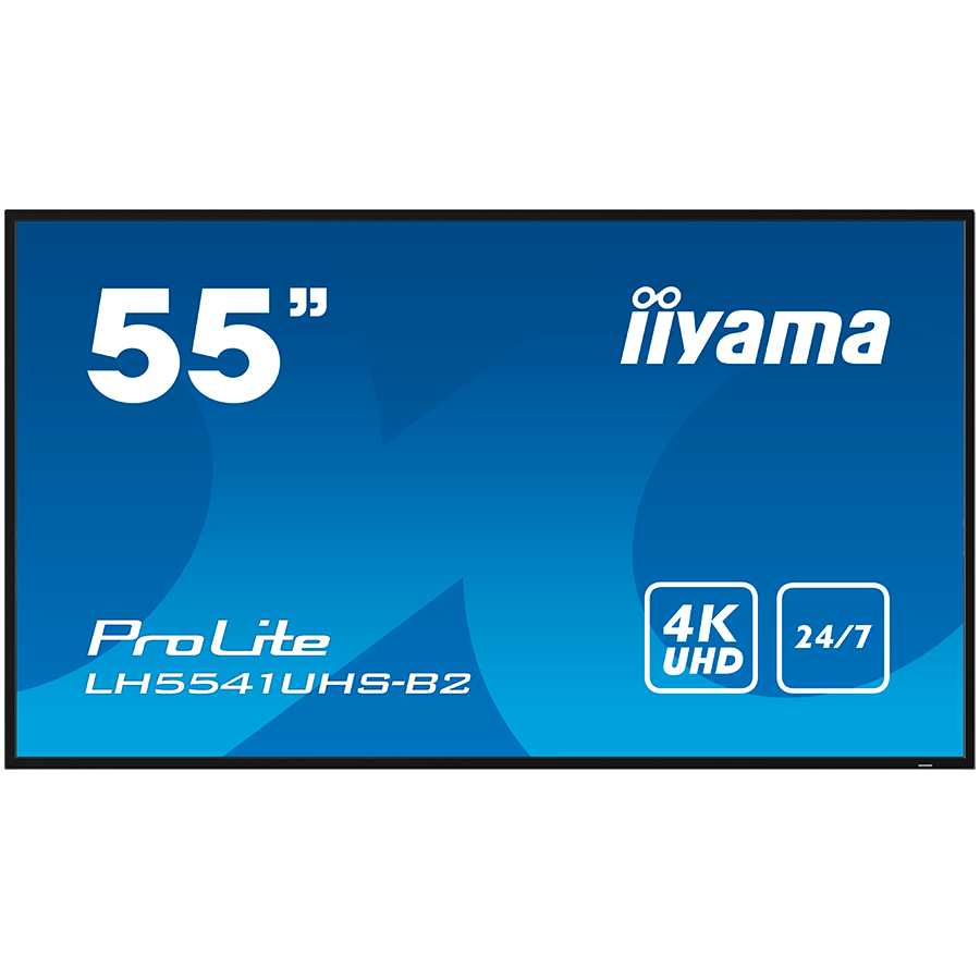 IIYAMA LFD LH5541UHS-B2 55" Professional Digital Signage display with 4K UHD resolution and 24/7 operating time 500 cd/m² 1200:1 8ms landscape, portrait