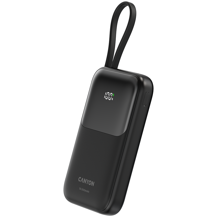 CANYON power bank OnPower 101 built-in cable 10000 mAh PD22.5W Black - Image 2