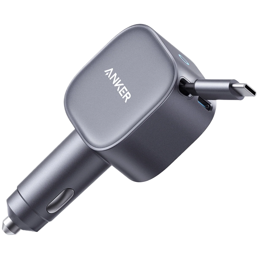Anker Nano Car Charger (75W, USB-C Port, Built-In Retractable USB-C Cable)