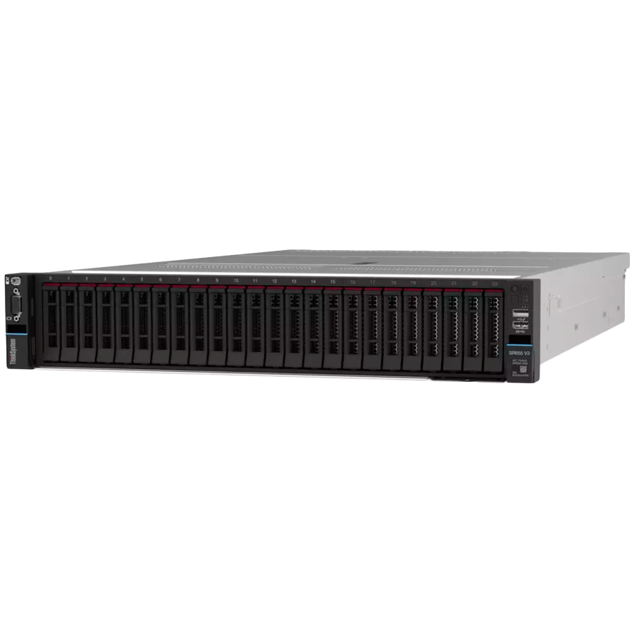 Lenovo ThinkSystem SR655 V3, AMD EPYC 9115 (16C 2.6GHz 125W), 1x32GB TruDDR5 6400MHz (2Rx8) RDIMM,RAID 940-8i 4GB PCIe12Gb Adapter, 2x750W Titanium,XCC Platinum, 8x2.5 Backplane,3yr. Warranty