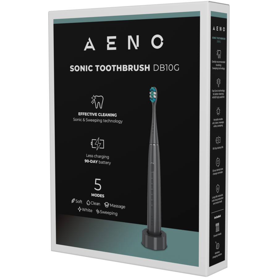 Wireless Tooth Brush, Grey, 3 Brush Heads, 1400mAh, Function: Soft, Clean, Massage, White, Sweep - Image 8