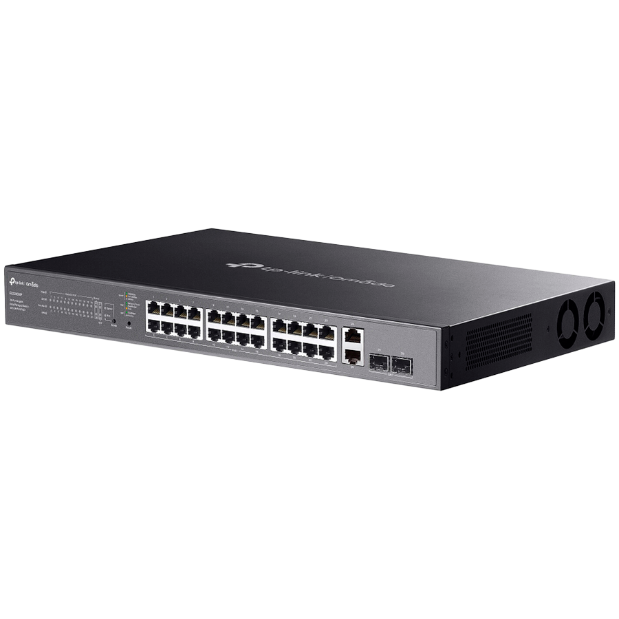 TP-Link ES228GMP Omada 28-Port Gigabit Easy Managed Switch with 24-Port PoE+, 24x Gigabit PoE+ Ports, 2x Gigabit Non-PoE Ports, 2x Gigabit SFP Ports, 384W PoE Power, 1U 19-inch Rack-mountable Steel Case, Omada App.Fast PoE,Perpetual PoE,Flow Control - Image 3
