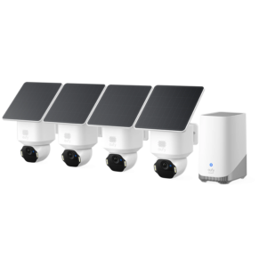 Anker, eufy SoloCam E42 4xCam+1xHomeBase3+4xSolarPanel White, Ultra HD 4K, AI Motion Detection and Smart Tracking, 360 Viewing, IP 65, No Monthly Fee