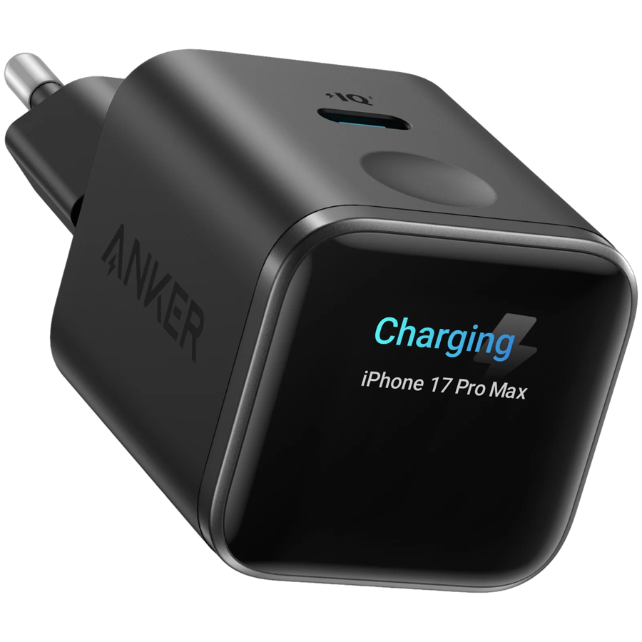 Anker Nano Charger (45W, Smart Display) Black, Smart iPhone Recognition With Care Mode, 45W Max Fast Charging with Smart Power Adjustment, Pocket Size, Powered by GaN