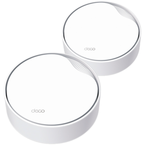 TP-Link Deco X50-PoE (2-pack) AX3000 Whole Home Mesh Wi-Fi 6 System with PoE, 574 Mbps at 2.4 GHz + 2402 Mbps at 5 GHz, 4× Internal Antennas, 1× 2.5 Gigabit Port + 1× Gigabit Port (WAN/LAN auto-sensing), PoE and DC Power Supply