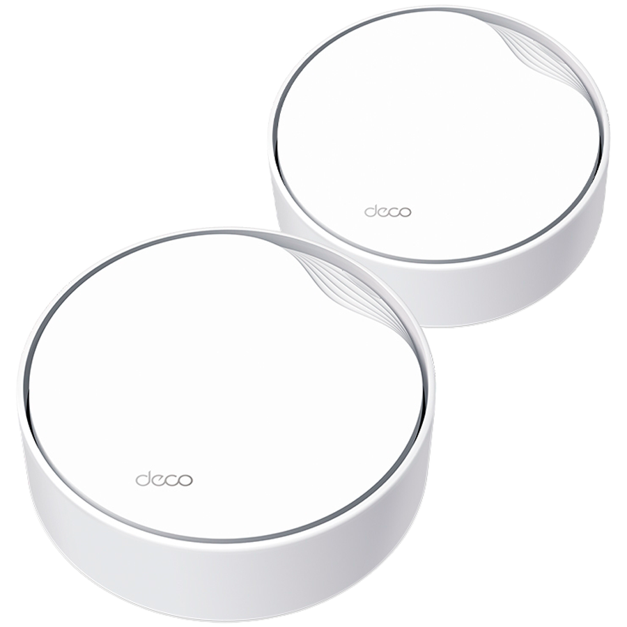 TP-Link Deco X50-PoE (2-pack) AX3000 Whole Home Mesh Wi-Fi 6 System with PoE, 574 Mbps at 2.4 GHz + 2402 Mbps at 5 GHz, 4× Internal Antennas, 1× 2.5 Gigabit Port + 1× Gigabit Port (WAN/LAN auto-sensing), PoE and DC Power Supply