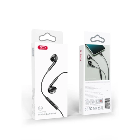 XO In-Ear Slušalice sa mikrofonom Type-C Music EP74 Black - Image 2