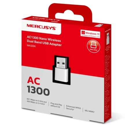 Mercusys MA30N AC1300 Wireless Nano Dual Band USB Adapter - Image 2