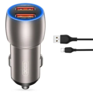 XO CC52 Car charger + Lightning Cable 36W Gray