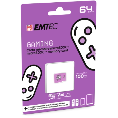 Emtec MicroSD Gaming Purple Memory Card 64GB A1 Class10 - Image 2