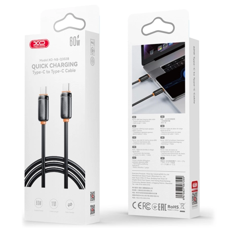 XO NB-Q302B High Speed Type-C 60W Kabal 1m Crni - Image 3