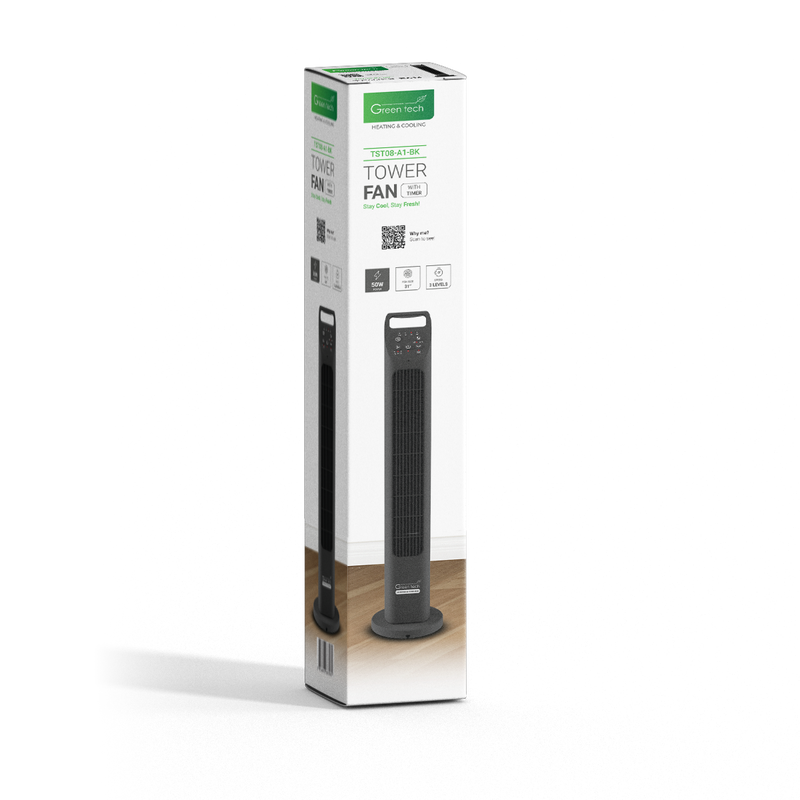 GREEN TECH Ventilator stupni Green Tech 50W, 31“, timer, crna boja - TST08-A1-BK - Image 3