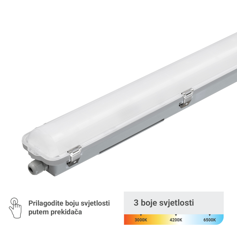 GREEN TECH LED vodotijesna svjetiljka Green Tech, 55W, 3CCT, IP66, 1506 cm - LWF-1506-55W