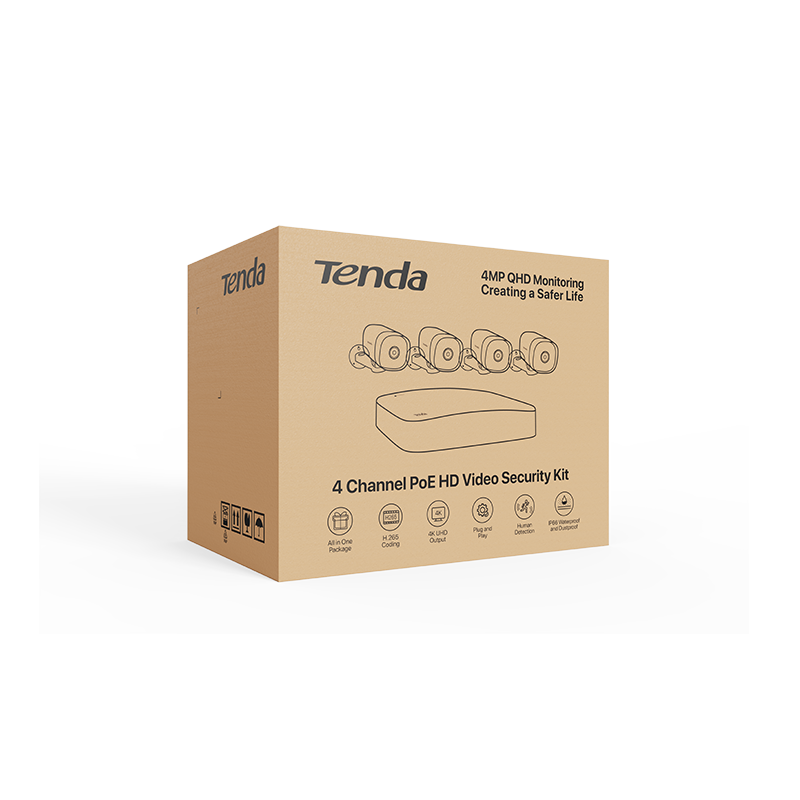 TENDA Tenda 4 Channel PoE HD Video Security Kit K4P-4TR - Image 2