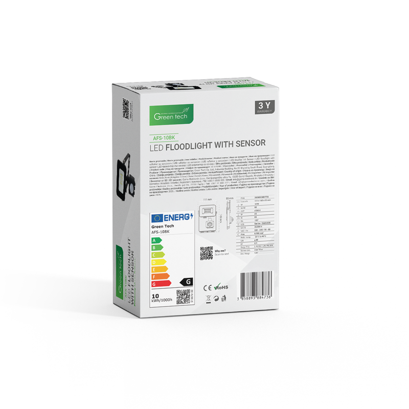 GREEN TECH LED reflektor sa senzorom Green Tech 900 lm, 10W, 6500K, IP65, crni - AFS-10BK - Image 5